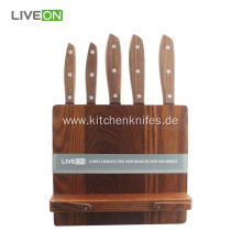 5 pcs Knife Set With Ash Wood Block